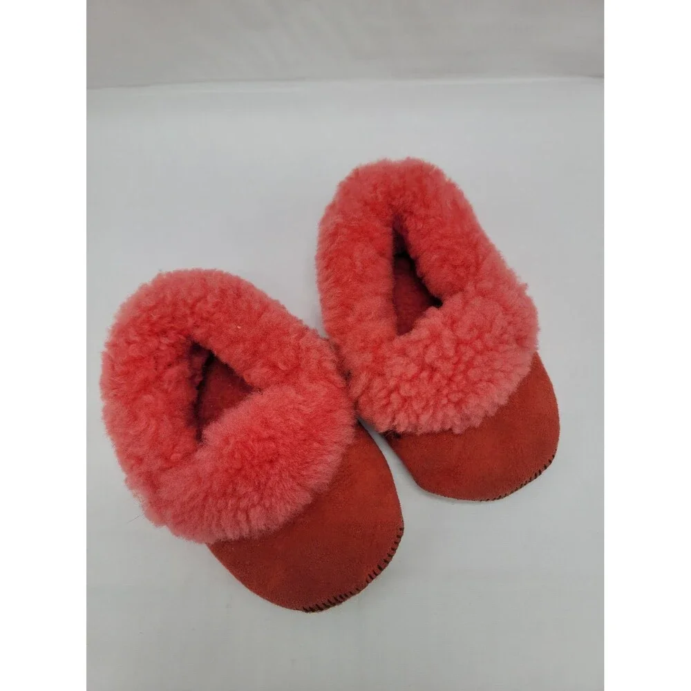 Red Suede Sherling Infant Booties